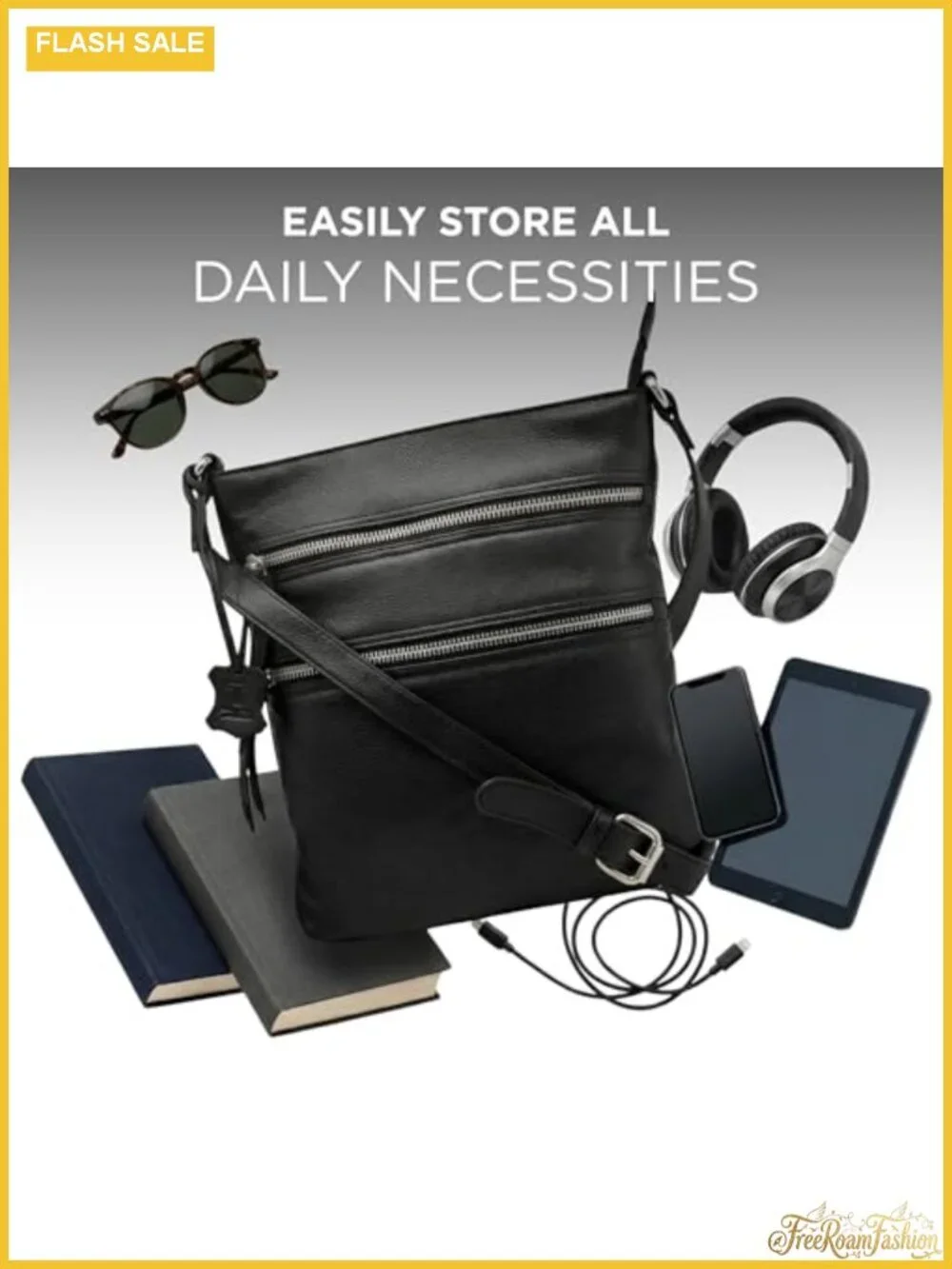 Genuine Leather Satchel Crossbody Handbag with Adjustable Strap